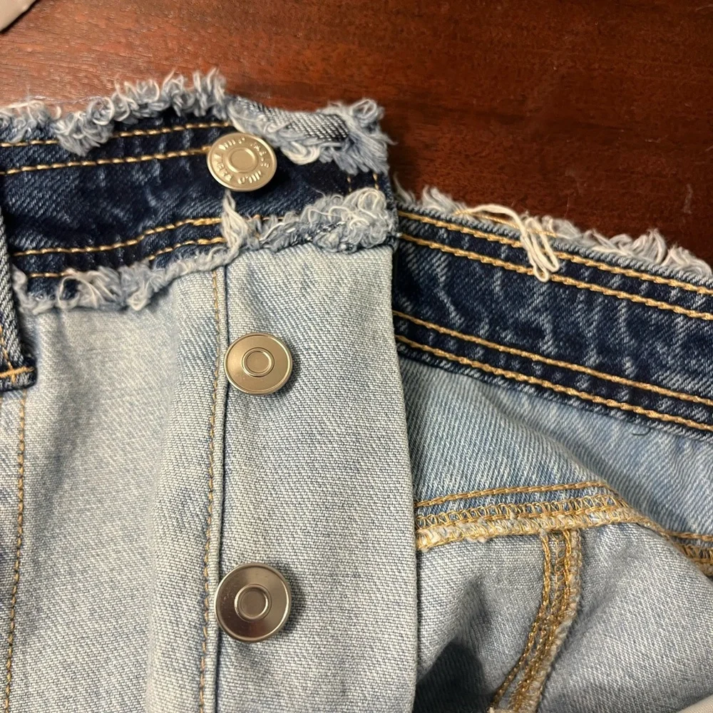 wild fable Patchwork Light and Dark Blue Denim Women’s Shorts - Picture 3 of 4